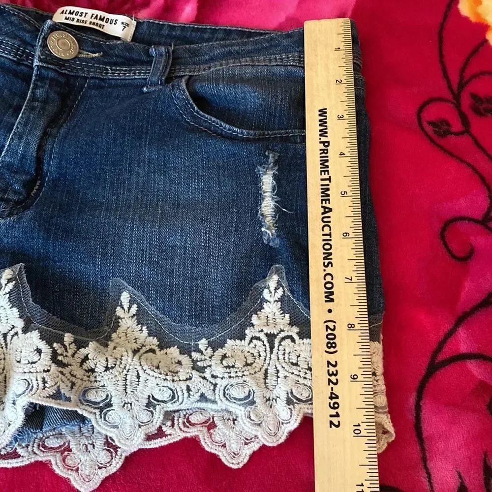 Almost Famous Mid Rise Short Denim with Lace Shorts